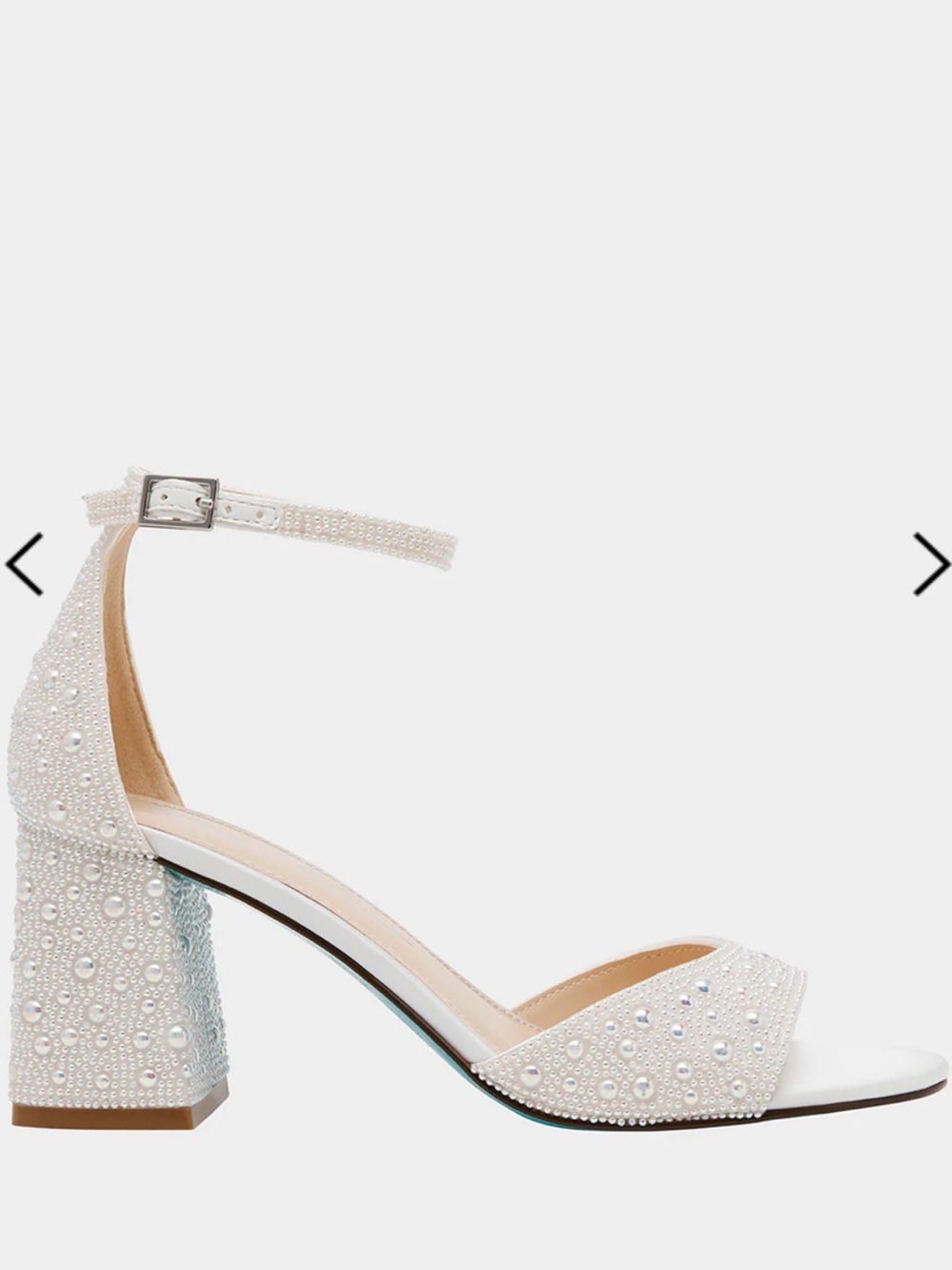 Betsey Johnson Mari White Kami Pearl Block Heel NWT Crystal Embellished size 8